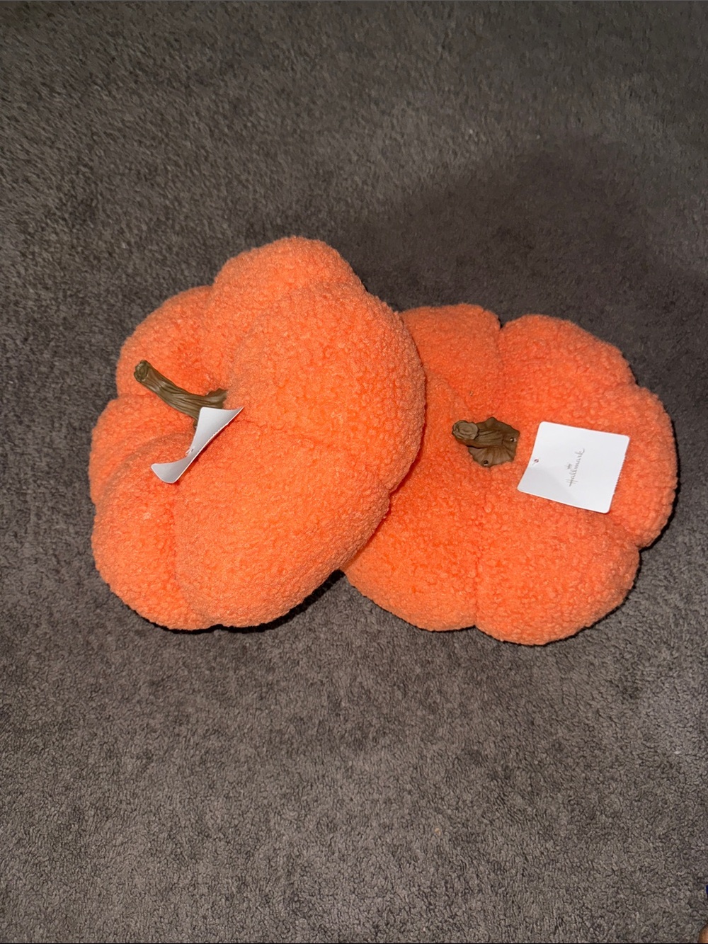 Hallmark Bright Orange Plush Pumpkin Pair